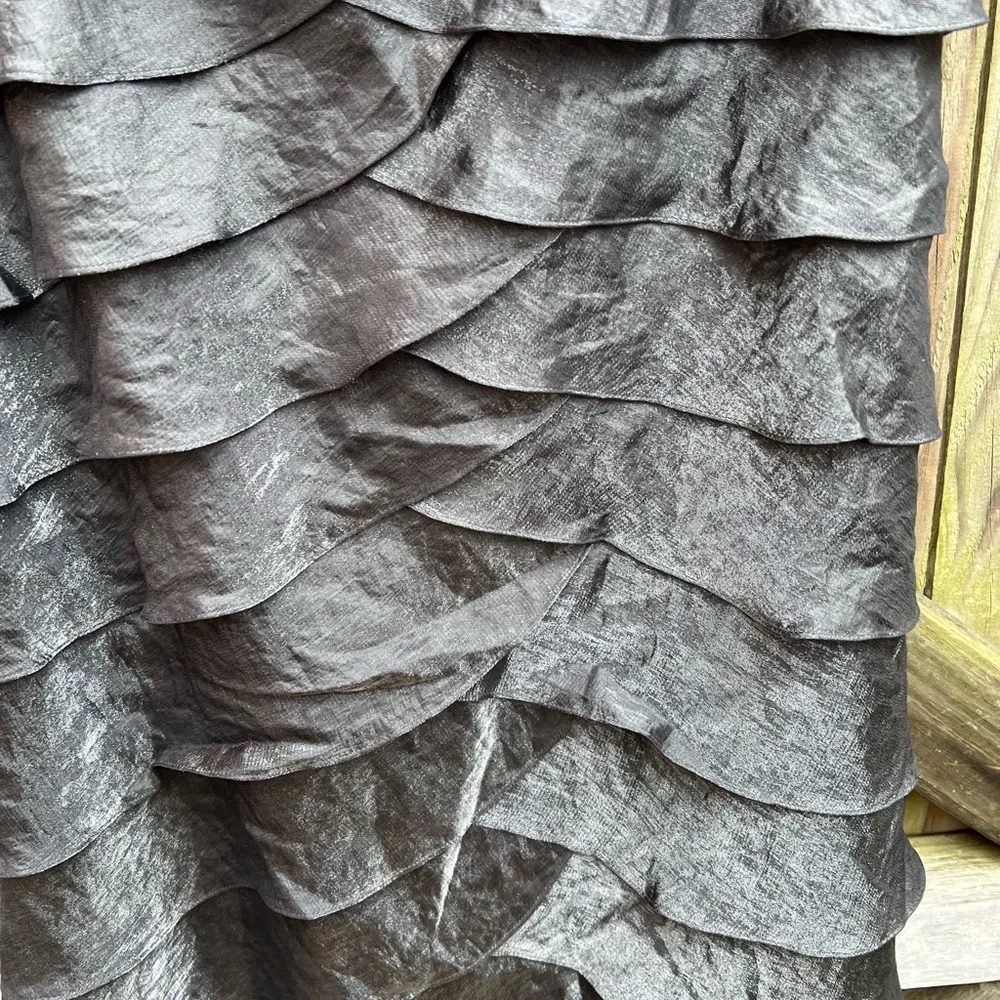 Adrianna Papell Charcoal Layered long Skirt - Picture 4 of 9